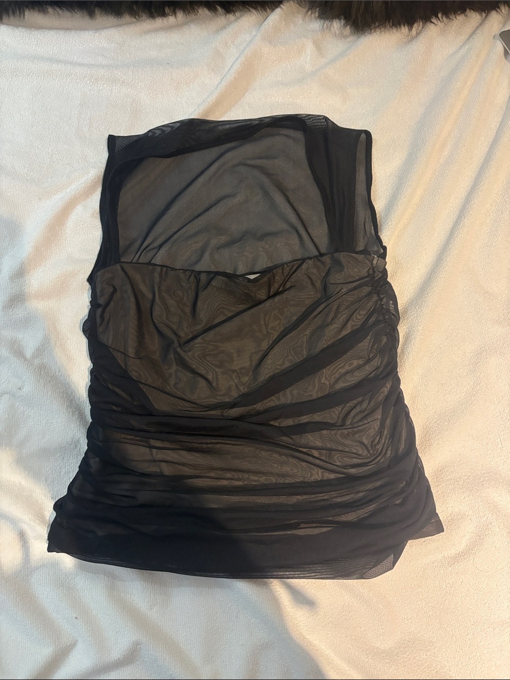 Abercrombie & Fitch Black Sheer Ruched Tank Top